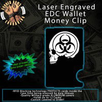 Biohazard Skull Engraved EDC  Money Clip Credit Card Wallet