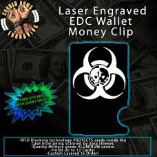 Biohazard Double Skulls Engraved EDC  Money Clip Credit Card Wallet