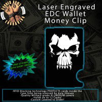Fanged Skull Laser Engraved EDC Money Clip Credit Card Wallet