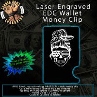 Messy Bun Skull Laser Engraved EDC  Money Clip Credit Card Wallet