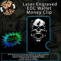 Mocking Skull Laser Engraved EDC Money Clip Credit Card Wallet
