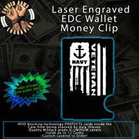 Navy Vet Flag Laser Engraved EDC Money Clip Credit Card Wallet