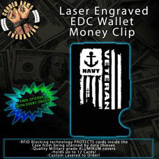 Navy Vet Flag Laser Engraved EDC Money Clip Credit Card Wallet