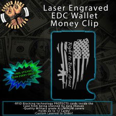 Right To Bear Arms Flag Laser Engraved EDC  Money Clip Credit Card Wallet