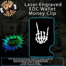 Rock On Skeleton Hand Laser Engraved EDC Money Clip Credit Card Wallet