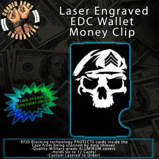 Sgt. Skull Laser Engraved EDC Money Clip Credit Card Wallet