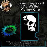 Sideview Skull Laser Engraved EDC Money Clip Credit Card Wallet