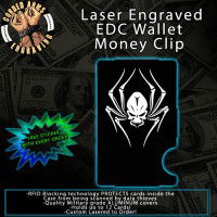 Spider Skull Laser Engraved EDC  Money Clip Credit Card Wallet