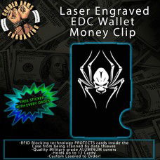 Spider Skull Laser Engraved EDC  Money Clip Credit Card Wallet