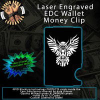 Tribal Owl Laser Engraved EDC  Money Clip Credit Card Wallet