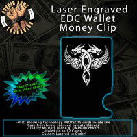 Twin Dragons Laser Engraved EDC  Money Clip Credit Card Wallet