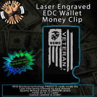 USMC Vet Flag Laser Engraved EDC Money Clip Credit Card Wallet
