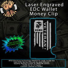 USMC Vet Flag Laser Engraved EDC Money Clip Credit Card Wallet