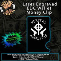 Veritas Aequitas 2 Laser Engraved EDC  Money Clip Credit Card Wallet