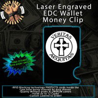 Veritas Aequites  Laser Engraved EDC  Money Clip Credit Card Wallet