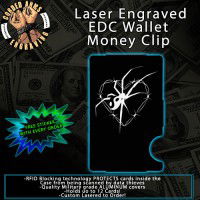 Black Widow Laser Engraved EDC  Money Clip Credit Card Wallet