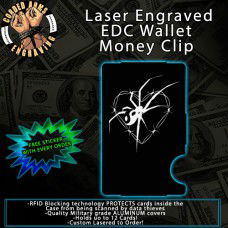 Black Widow Laser Engraved EDC  Money Clip Credit Card Wallet