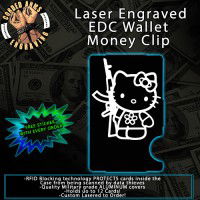 Ak Hello Kitty Laser Engraved EDC  Money Clip Credit Card Wallet