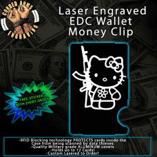 Ak Hello Kitty Laser Engraved EDC  Money Clip Credit Card Wallet