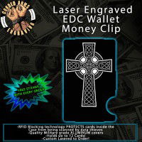 Celtic Cross Laser Engraved EDC  Money Clip Credit Card Wallet