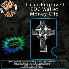 Celtic Cross Laser Engraved EDC  Money Clip Credit Card Wallet