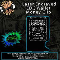 Cup Of Tea Engraved EDC  Money Clip Credit Card Wallet