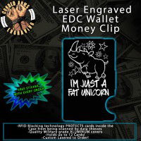 Fat Unicorn Laser Engraved EDC Money Clip Credit Card Wallet