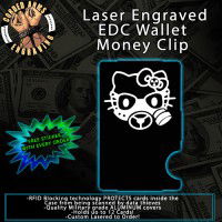 Gas Masked Hello Kitty Laser Engraved EDC Money Clip Credit Card Wallet