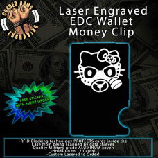 Gas Masked Hello Kitty Laser Engraved EDC Money Clip Credit Card Wallet