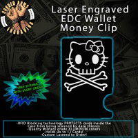 Hello Kitty Death Skull Laser Engraved EDC  Money Clip Credit Card Wallet