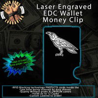 Raven Laser Engraved EDC Money Clip Credit Card Wallet