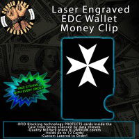 Knights Templar Cross Laser Engraved EDC  Money Clip Credit Card Wallet
