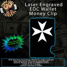 Knights Templar Cross Laser Engraved EDC  Money Clip Credit Card Wallet