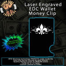 Fleur-de-lis Laser Engraved EDC  Money Clip Credit Card Wallet