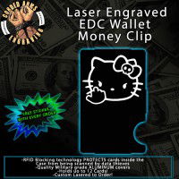 FU Hello Kitty Laser Engraved EDC  Money Clip Credit Card Wallet