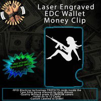 Girl with Gun Laser Engraved EDC  Money Clip Credit Card Wallet