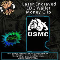 USMC Bulldog Engraved EDC Money Clip Credit Card Wallet