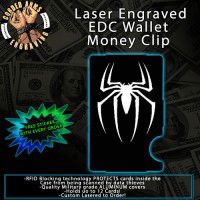 Spider Laser Engraved EDC  Money Clip Credit Card Wallet