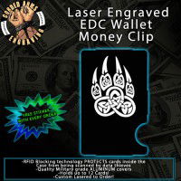 Tribal Bear Paw Laser Engraved EDC  Money Clip Credit Card Wallet