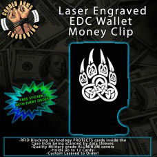 Tribal Bear Paw Laser Engraved EDC  Money Clip Credit Card Wallet
