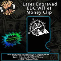 Compass Laser Engraved EDC  Money Clip Credit Card Wallet