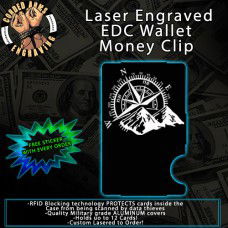 Compass Laser Engraved EDC  Money Clip Credit Card Wallet