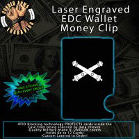 Field Artillery Crossed Cannons Laser Engraved EDC Money Clip Credit Card Wallet