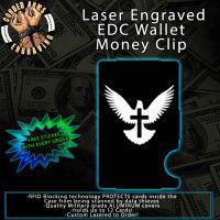 Dove with Cross Laser Engraved EDC  Money Clip Credit Card Wallet
