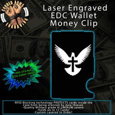 Dove with Cross Laser Engraved EDC  Money Clip Credit Card Wallet