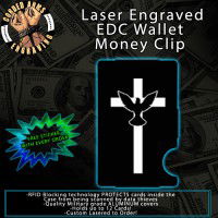 Dove Cross 2 Laser Engraved EDC  Money Clip Credit Card Wallet
