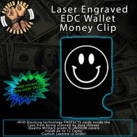 Smiley Face Laser Engraved EDC  Money Clip Credit Card Wallet