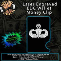 Master Parachutist Badge Laser Engraved EDC Money Clip Credit Card Wallet