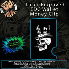 Top Hat Skulls Laser Engraved EDC  Money Clip Credit Card Wallet
