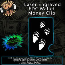 Bear Tracks Laser Engraved EDC  Money Clip Credit Card Wallet